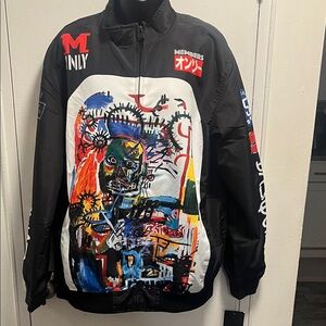 Members Only Jean-Michel Basquiat Collab Black Jacket with Colorful Graphic NWT
